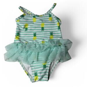 Circo Baby Girl Pineapple Stripe Swimsuit 6-9M UPF 50+, NWT
